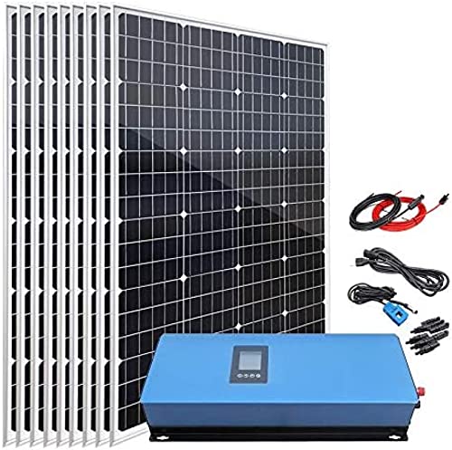 1800W Home Grid Tie Solar Kit On Grid System: 15pcs 120W Monocrystalline Solar Panel + 200W MPPT Solar Grid Tie Power Inverter,1080w Kit with 2000w Inverter,3POUR3