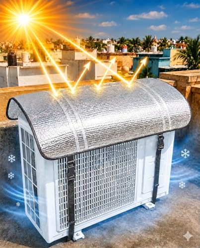 Image of AC Outdoor Unit Protector Cover | HEAVY DUTY | Waterproof Heat Insulated & Sun Protection | AC Outdoor Unit Cover | Air Conditioner Outer Compressor Shade for Split 1.5 & 2 Ton (Full Size)