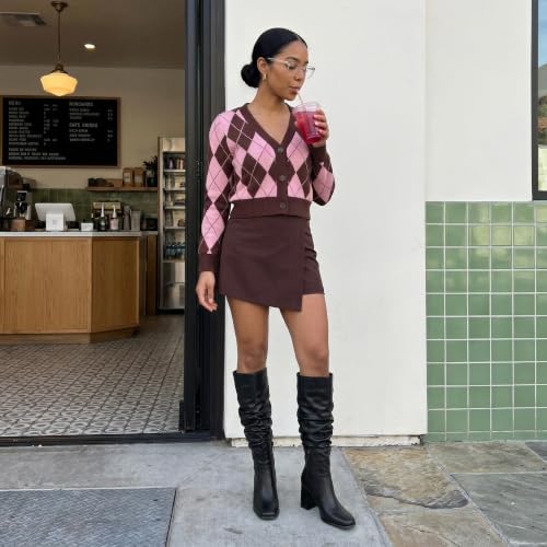 Image of Knee High Boots Women Square Toe Chunky Heel Fashion Tall Boots | Block Heel Gogo Boots with Side Zipper,Fashion Heeled Fall Winter Boots,Long Dressy Boots for Women