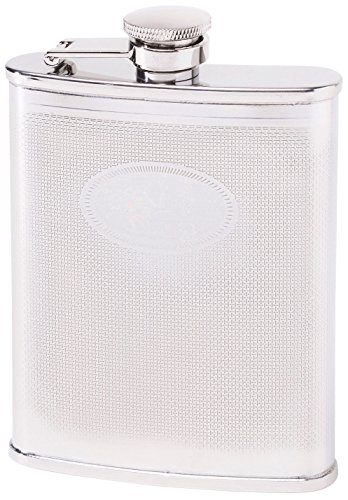 Herbertz Taschenflasche - Edelstahl - 177 ml - spiegelpoliert - gesicherter Schraubverschluss - Monogrammfläche