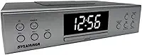 PROSCAN Rádio-relógio embaixo do armário, sistema de música com transmissão Bluetooth e rádio FM, prata