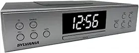 PROSCAN Rádio-relógio embaixo do armário, sistema de música com transmissão Bluetooth e rádio FM, prata