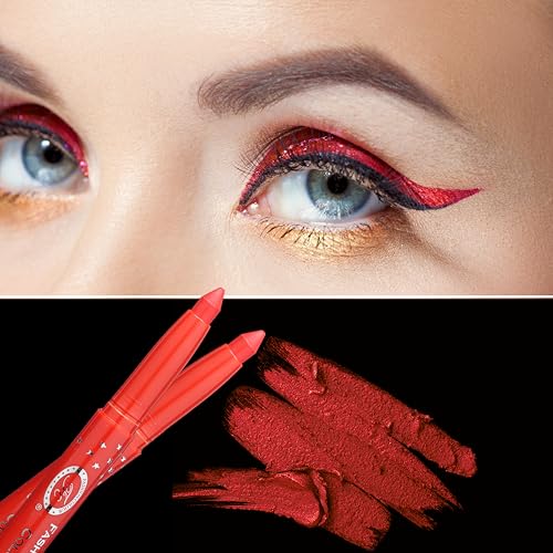 Image of FASHION COLOUR German Eyeshadow Stick Matte & Shimmer | Long Lasting, High Pigment, Blendable Eye Shadow Pencil | Built-In Sharpener | Poppy Red