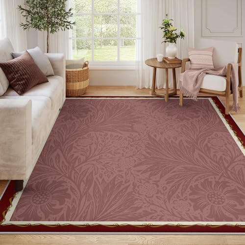 Tapis antidérapant 200x300cm lavable machine intérieur salon rouge - 2