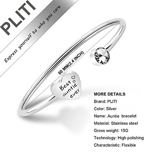 PLITI Aunt Jewelry Gift Best Auntie Ever Bracelet Gift From Niece Nephew2