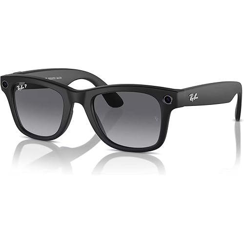 Meta Wayfarer Square Sunglasses, Matte Black/Polarized Gradient Graphite, Regular