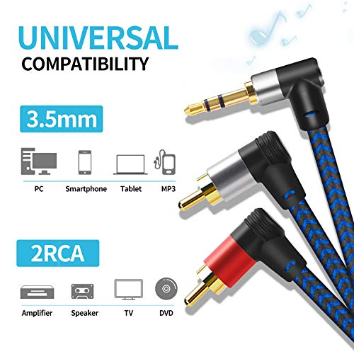 Ggmty Rca To 3.5Mm Aux Cable 10Ft Braided 3.5Mm Male To 2Rca Male Stereo Y Splitter Rca Cable. For Smartphones, Mp3, Tablets, Speakers,Home Theater,Hdtv #TOP1