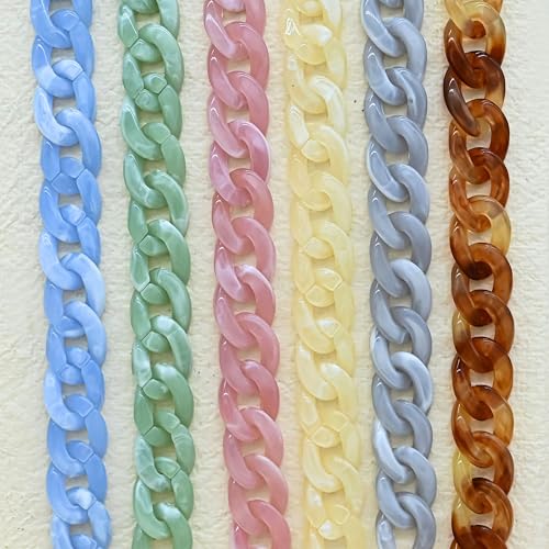 Image of SATRA TRADERS Matt Translucent Acrylic Chains for Jewelry Making, Handbags, Sunglasses, Crafts & DIY Projects | Size : 16mm | Qty : 1mtr | AC08 | Blue