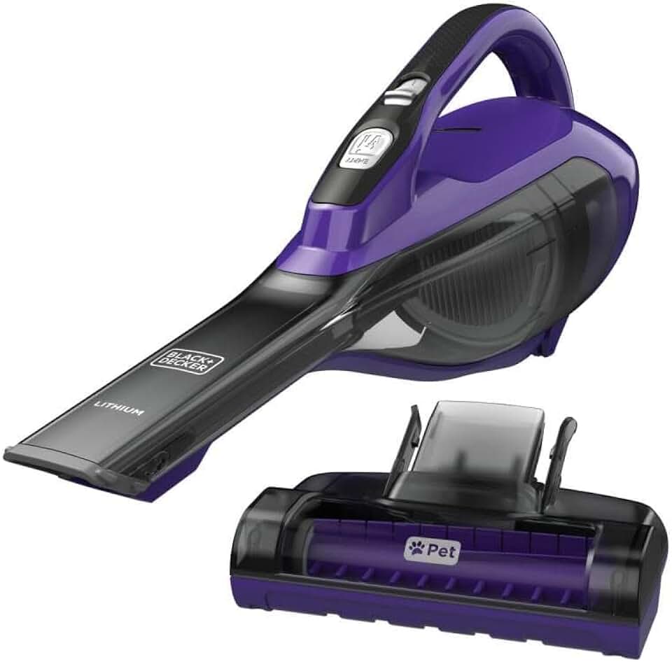 BLACK+DECKER Dustbuster AdvancedClean Pet Aspirador portátil sem fio com cabeça motorizada, roxo (HLVA325JP07)