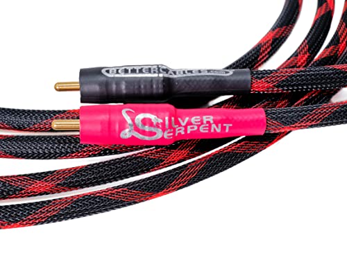 Bettercables.com 10 Feet Better Cables Silver Serpent Anniversary Edition Red/Black Rca Audio Interconnect Cables - Stereo Pair (2 Cables) High-End, High-Performance, Premium Hi-Fi Audio - #TOP3
