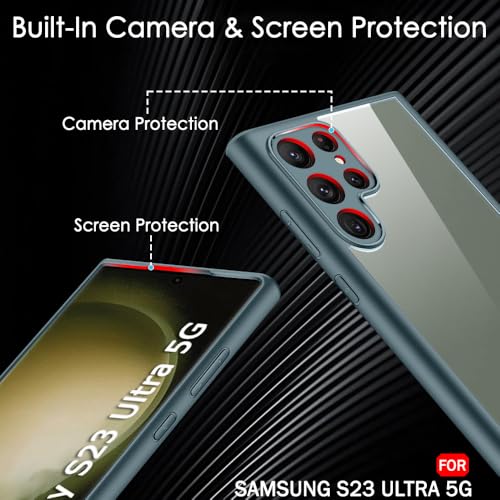 Image of TheGiftKart Ultra-Hybrid Shockproof Back Cover Case for Samsung Galaxy S23 Ultra 5G | Camera Protection Bump | Hard Cover Case for Samsung S23 Ultra (PC & TPU, Crystal Clear Back, Light Green Sides)