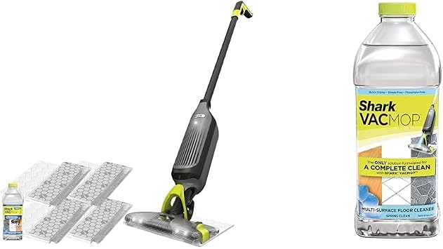 Shark VACMOP Pro Cordless Hard Floor Cleaner, Vacuum and Spray Mop + VACMOP Multi-Surface Cleaner Refill 2L Bottle, Compatible with VM252 & VM180, Includes 4 Disposable Pads