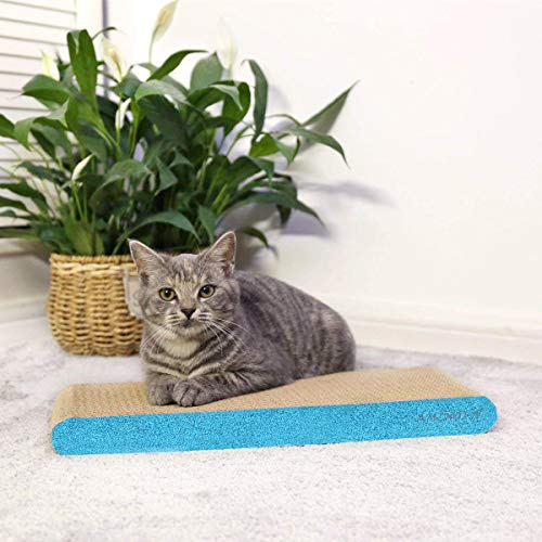 Image of AMZNOVA Cat Scratcher, Cardboard Cat Scratchers, Durable & Recyclable Scratch Pad, Colors Series, Narrow, Glitter Blue