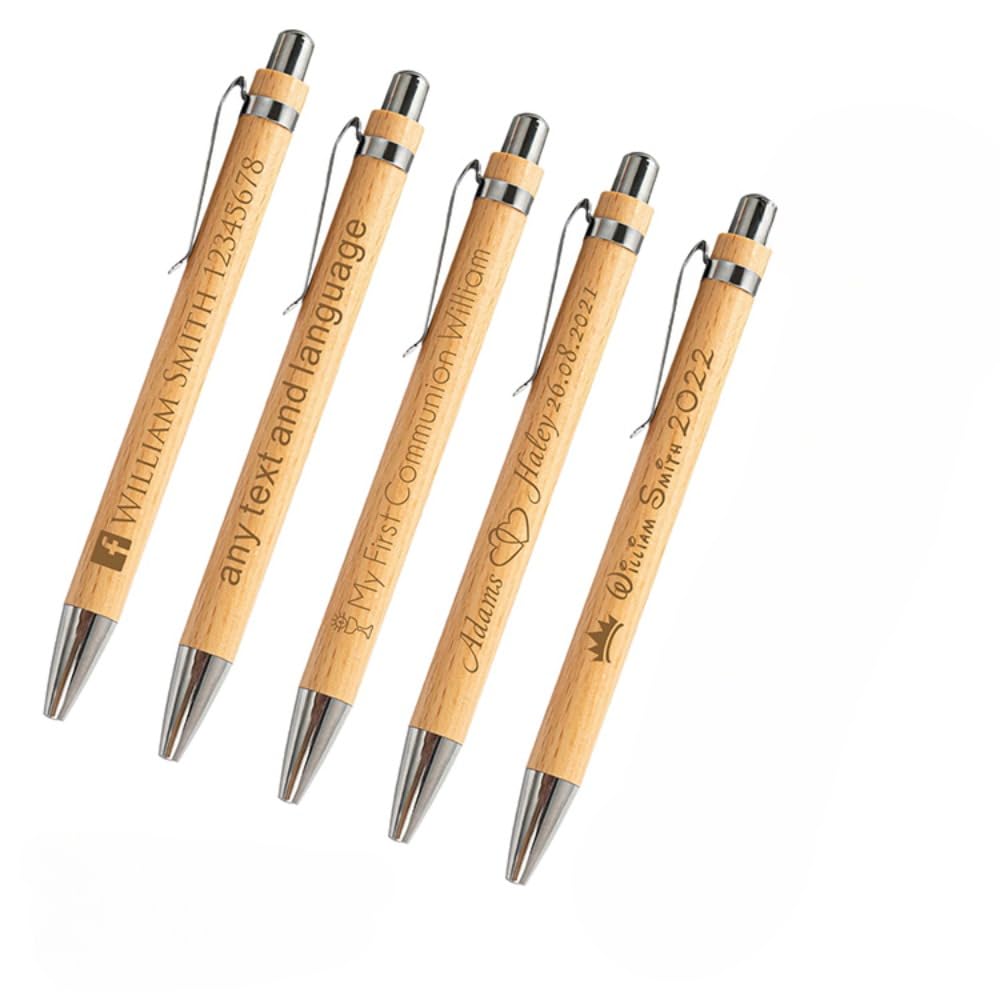 Bolígrafos retráctiles de madera de bambú personalizados, bolígrafos de tinta negra grabados, con nombre personalizado, logotipo para regalos, escritura, suministros escolares de oficina (100