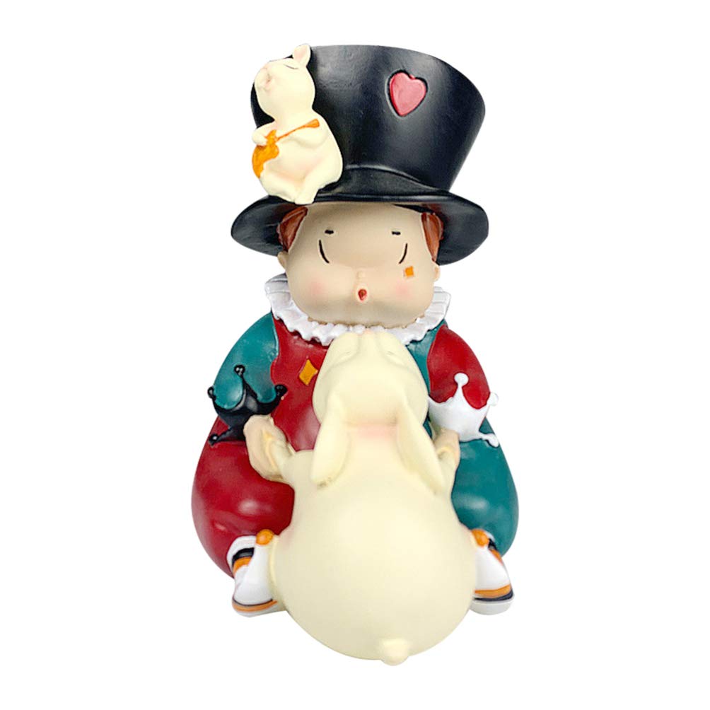 NUOBESTY Clown Figure Doll Resin Clown Halloween Ornaments Prop Decoration for Living Room Cabinet 19x16cm