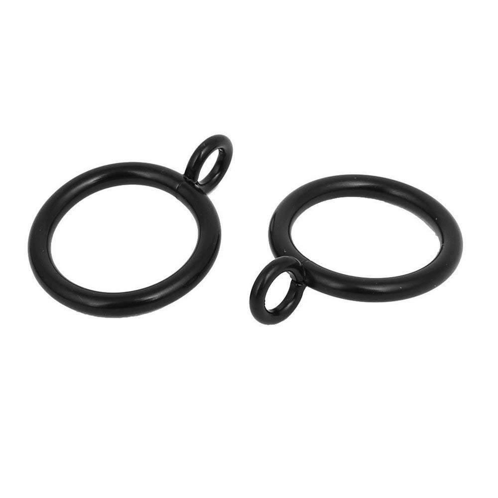 HD6025Q Pack of 14 Drapery Curtain Rings with Eyelets, 1 Inch Inner Diameter, Black