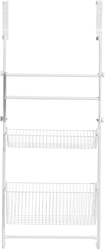 Miniatura 5 de Household Essentials Estante de almacenamiento de metal sobre la puerta, color blanco