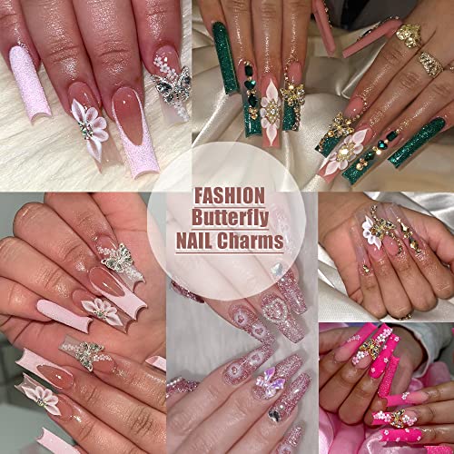 Rodaky 3D Gold Butterfly Nail Art Charms 10Pcs Metal Alloy Butterflies Nail Art Gems Shiny Crystal Rhinestones For Nails Diy Manicure Jewelry Accessories Women Nail Supplies #TOP5