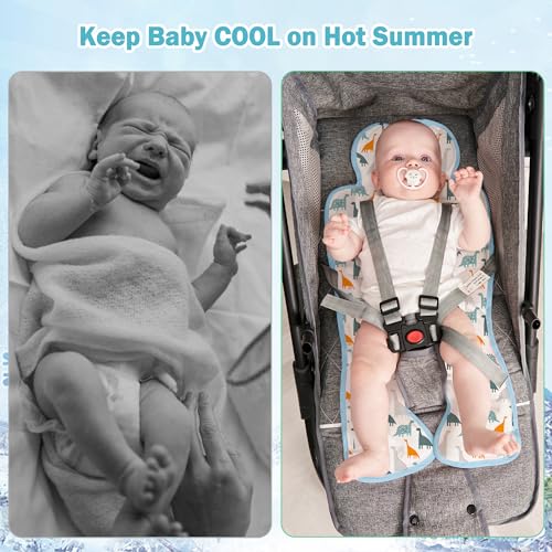 Image of Gel Car Seat Cooler Pad,1 Pack Double Sides-Universal Baby Stroller Ice Cushion Cooler Mat,Summer Cooling Seat Liner,Multifunctional Suitable for Baby Dining Chair,Child Safety Seat (Dinosaur+Dog)