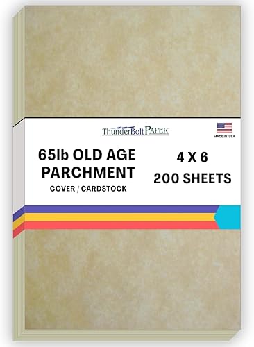 Vista 24 de 50 hojas de papel de cubierta de pergamino de la vejez de 65 libras, hojas de colores con peso de cartulina 8.5 x 11 pulgadas, tamaño de carta