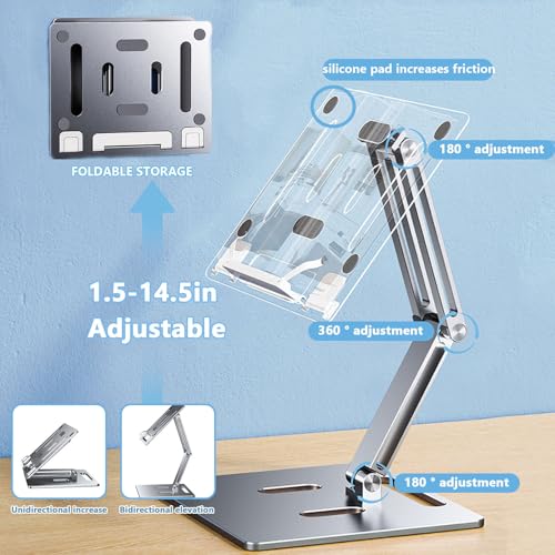 Supporto per computer portatile in metallo, regolabile, per notebook, tablet, libri di testo, ricette e riviste, con presa di calore