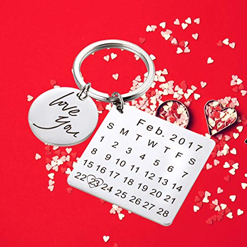BESTOYARD DIY chaveiro personalizado data especial calendário chaveiro de aço inoxidável casal chave