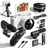 True 4K Digital Cameras for Photography 48MP - WiFi, Wide-Angle & Macro Lens, 16X Zoom Autofocus, 3' 180° Flip Screen, 32GB Card, Vlogging Camera for YouTube Travel (White)
