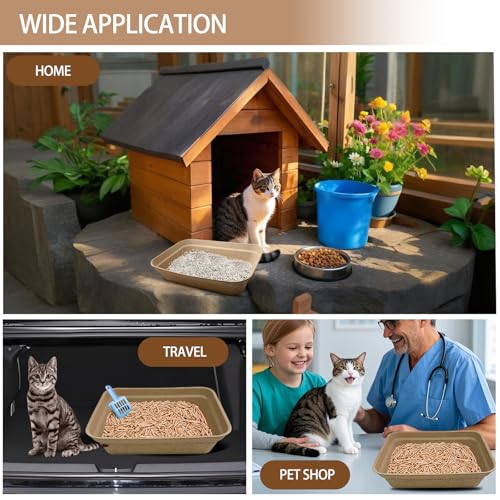 Nexboraque 8 Pack Disposable Cat Litter Box, 17 x 13.2 x 4 Inch Large Kitty Litter Box Pans Paper Cat Litter Tray for Hamster, Guinea Pig, Rabbit, Portable - Thumbnail 6
