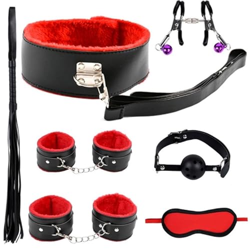 7-bitars läder röd Casual Set Yoga övning utrustning tillbehör, stressreducerande leksaker, träning träning, spänningsband tillbehör