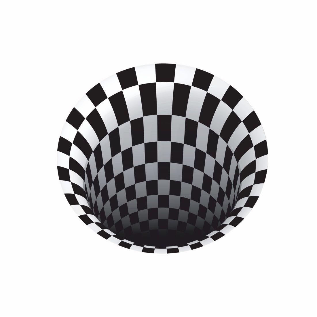3D Illusion Round Rug, Black and White Checkered Vortex Pattern, 30 x 28 cm, Floor Sticker-image-11