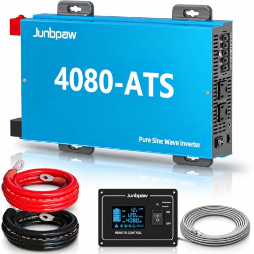 Junbpaw 4080VA Pure Sine Wave Inverter 12V to 120V with ATS, 7000W Peak