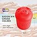 Talisman Designs Bacon Bin Grease Strainer & Collector | Family Friendly Kitchen Tools | Fun & Functional Silicone Grease Container | Holds up to 1 Cup | Red