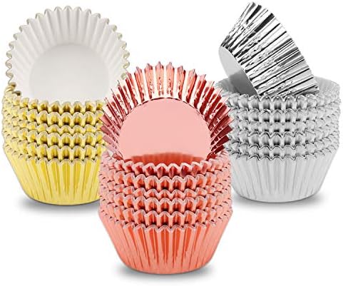 Foil Cupcake Liners Metallic Muffin Paper Cases Baking Cups Gold Sliver Rose Gold Pack of 300