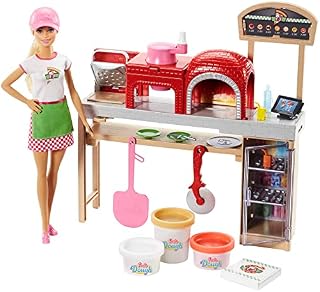 Barbie FHR09 Pizza Chef Doll and Playset, Multicolour