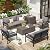 U-MAX Metal Patio Furniture Set, 7 Pieces Outdoor Sectional Conversation Set with 2 Storage Boxes, Patio Deal Outdoor Couch Sofa Modern Setting Set with Dark Grey Cushions for Lawn, Backyard, and Deck