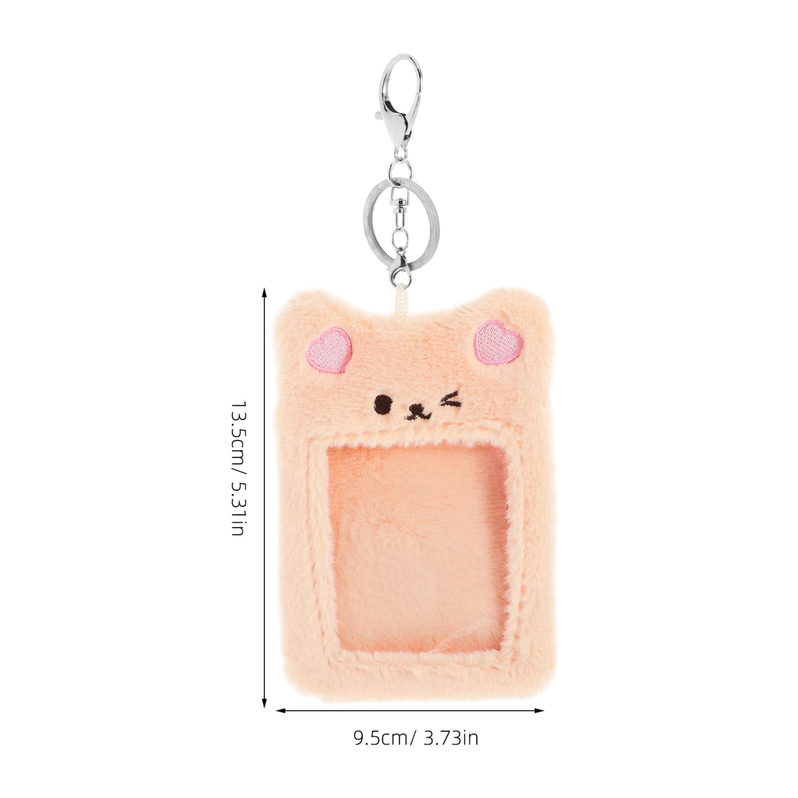 SHINEOFI Kawaii Plush Card Holder with Keychain Cute Transparent Photo Card Wallet for Students Women Detachable Keychain for Bags Purses Backpacks for Friends