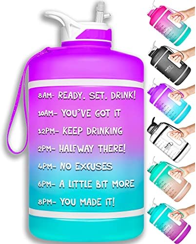 NatureWorks HydroMATE Gallon Water Bottle with Straw BPA FREE Lea...