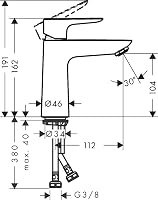 hansgrohe Talis E - Waschtischarmatur mit Push-Open Ablauf, Wasserhahn Bad mit Auslauf Höhe 110 mm, Mischbatterie Waschbecken wassersparend (EcoSmart), Chrom – Ansicht 6