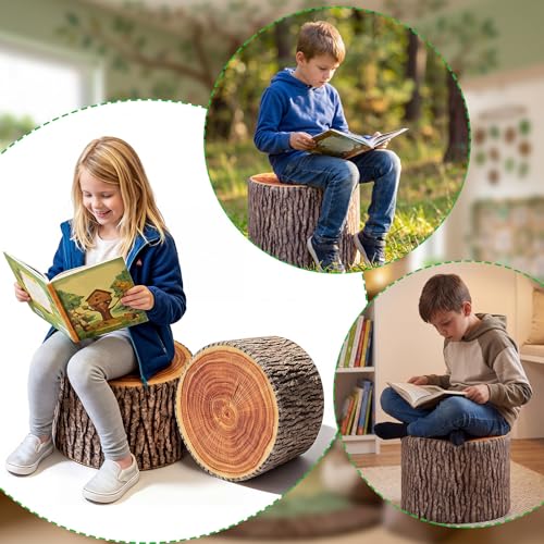 Leinuosen 4pcs Tree Stump Stool Round Throw Pillow Floor Cushion, 11 x 7.9 by Leinuosen - Image 4