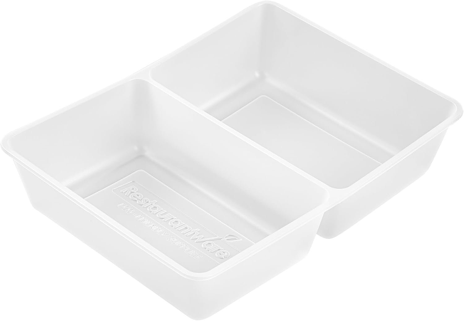 Restaurantware Plastic Insert Tray, 2-Compartment, White, 43 oz, 50 Ct