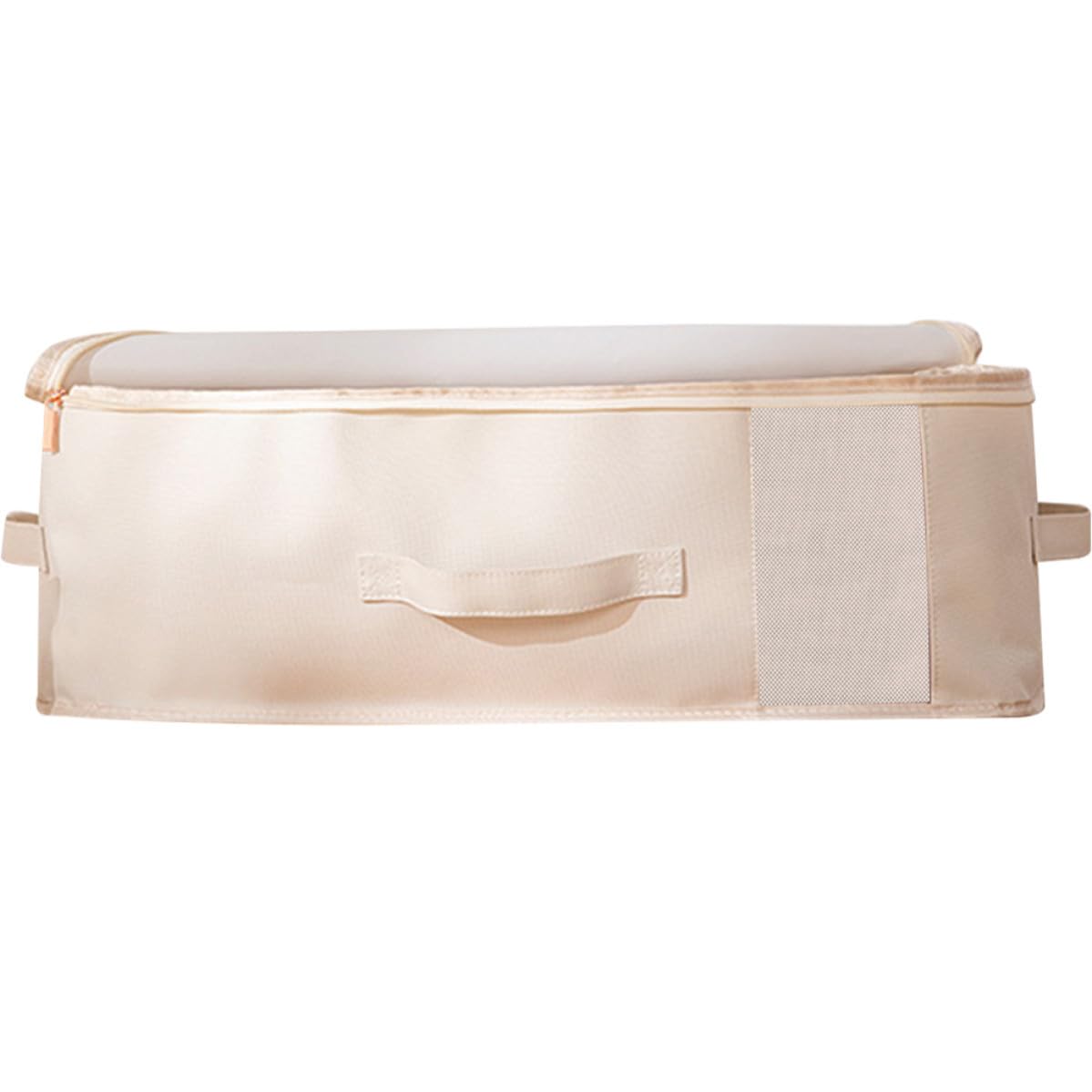 Caja de almacenamiento grande beige organizadora de armarios y ropa limpia