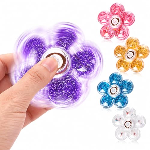 FIGROL 5 Pack Glitter Fidget Spinners, Sensory Fidget Toys for Stress Relief, Fidget Spinners for Kids, Teens, Boys & Girls, Party Favors Gifts for Kids