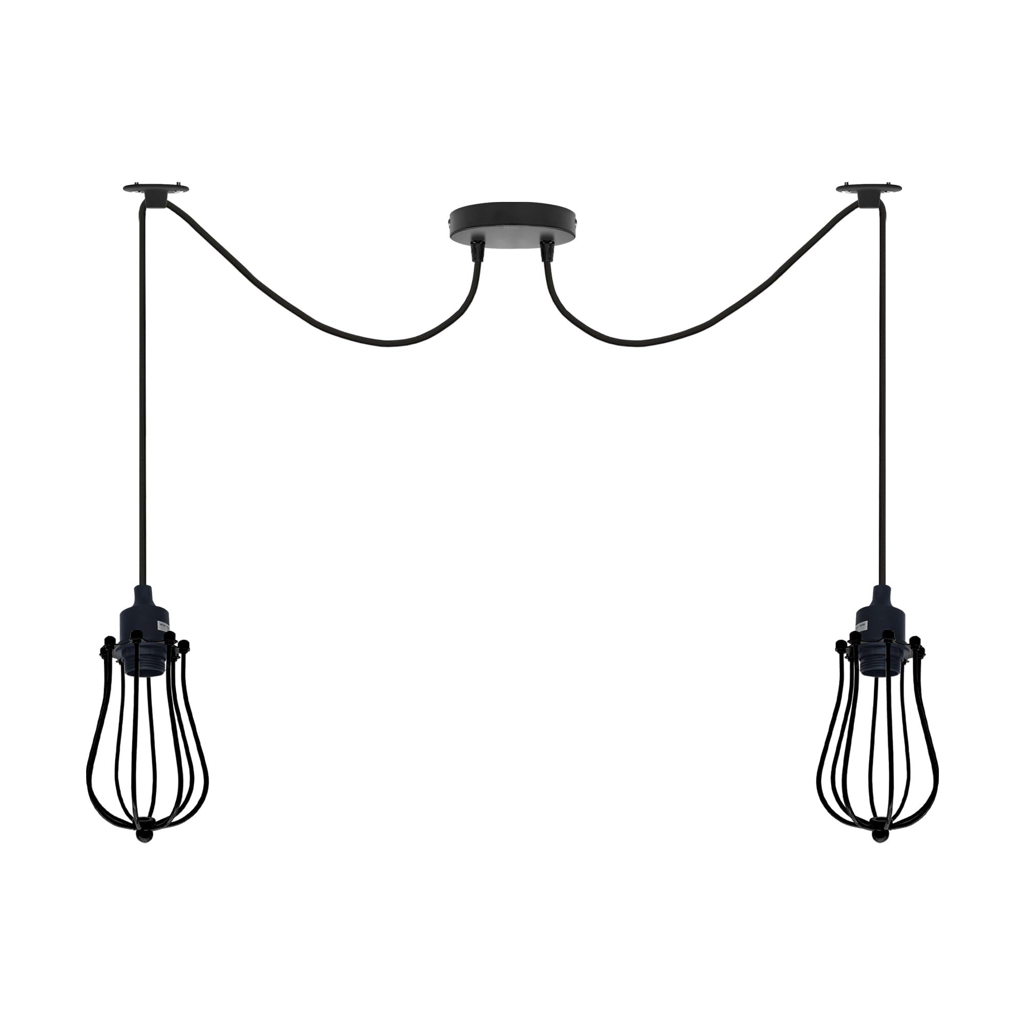 LEDSone Industriel 2 Head Cage Spider Lamp Pendant Light Height Adjustable Cage Lamp Shade Ceiling for Kitchen Bedroom (2 Head Pendant Light, Without Bulb)