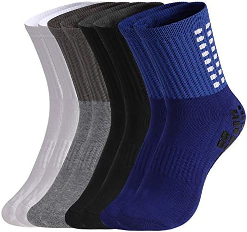 tiopeia 4 Pairs Anti-slip Sport Sock, Men's Athletic Socks Rubber Grip Football Socks for Football Basketball Baseball Yoga Runing Hiking Trekking