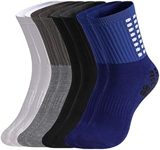 tiopeia 4 Pairs Anti-slip Sport Sock, Men's Athletic Socks Rubber Grip Football Socks for Football Basketball Baseball Yoga Runing Hiking Trekking