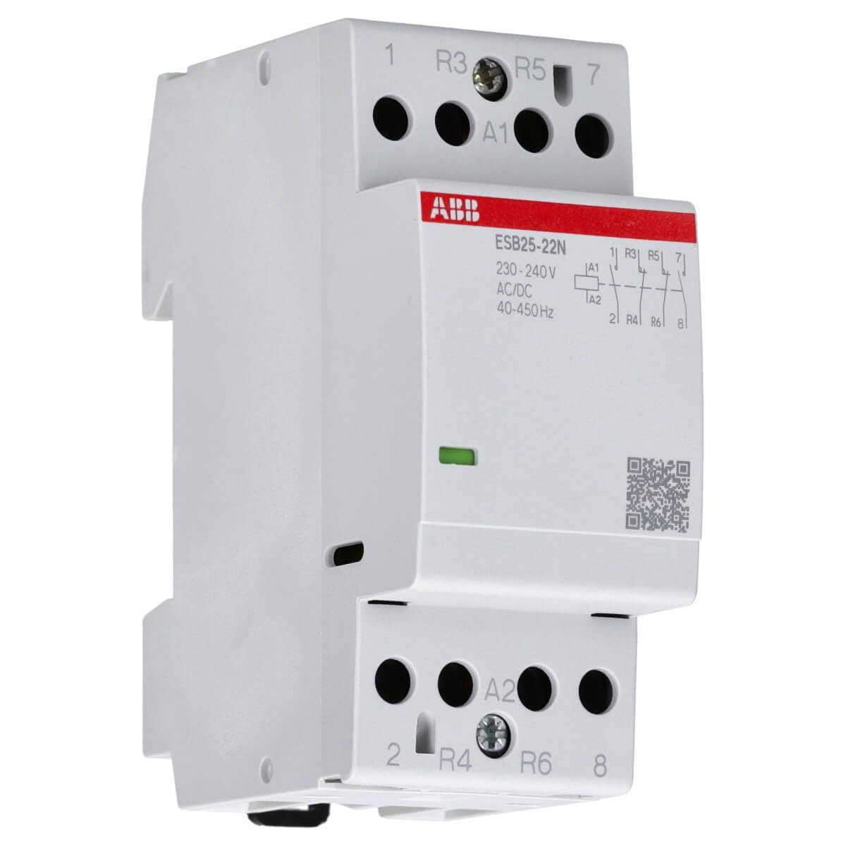 ABB ESB25-22N-06 - Contattore di installazione per scheda di distribuzione, 4 poli, 25 Amp, 220/400V DC/AC (ABB1SAE231111R0622)