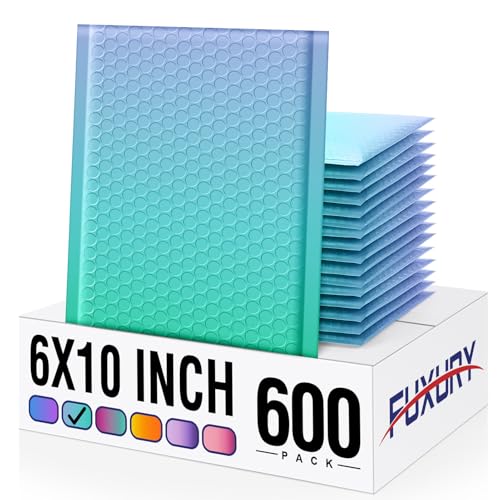 Image of Fuxury Cute Design Bubble Mailers 6x10 inch 600 Pack Opaque Padded Envelopes | Usable Size 6x9 inch Durable Pattern Bubble Shipping Envelopes for Mailing Jewelry Thick Bubble Padded Mailers Fairyland Green