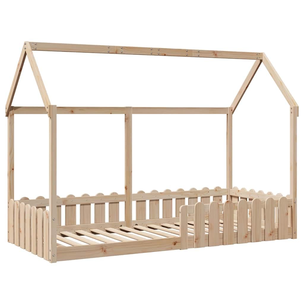 VidaXL Kids' House Bed Frame - Solid Pine Wood - Brown - 90x190 cm