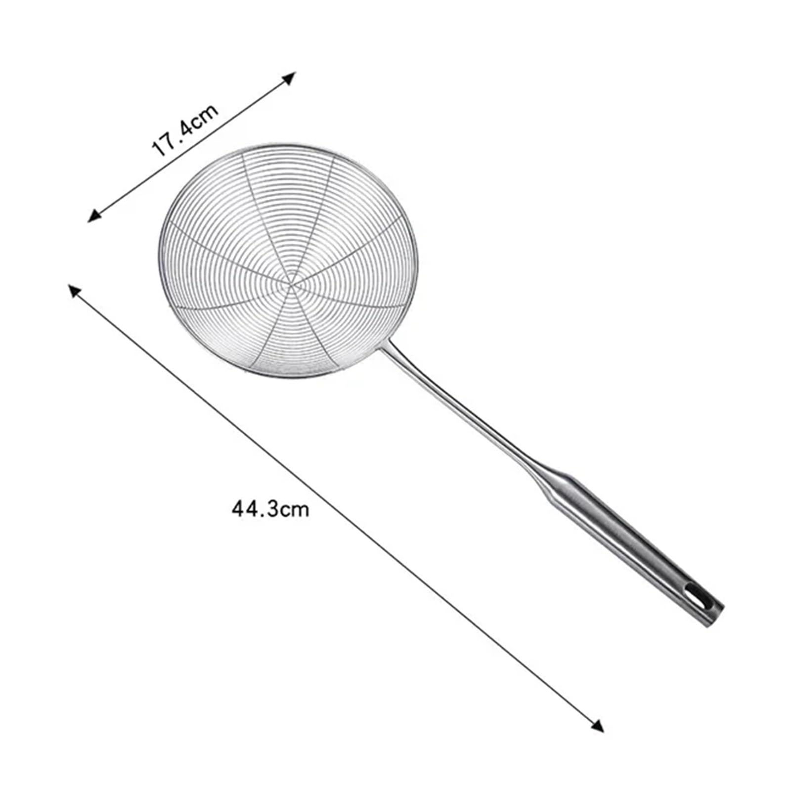 2 Stück Küchensieb aus Edelstahl Für Lebensmittel | Schaumkelle for Kochen und Braten, Drahtgeflechtlöffel mit langem Griff(44.3cm)