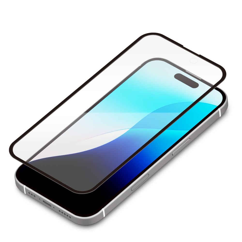 iPhone16Pro iPhone 16Pro 用 液晶全面保護ガラス 角割れ防止PETフレーム 2倍強化/ゴリラガラス [ブルーライトカット PG-24BGLF05GBL